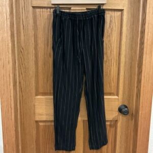 Random Access Black Pinstripe Elastic Waist Pants Small Y2K Streetwear